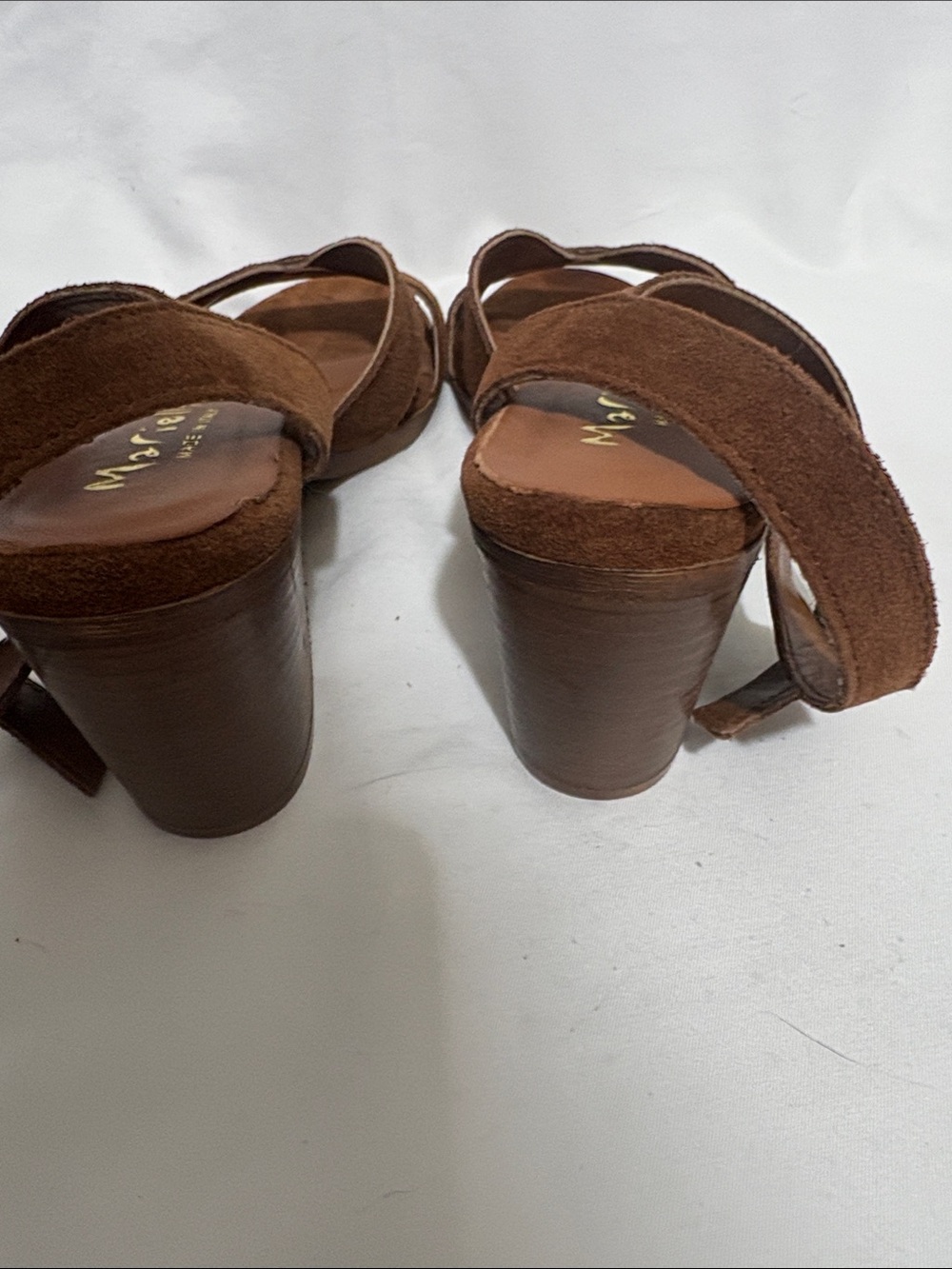 Women’s Brown Suede Cross-Strap Sandals with Ankle Buckle - Picture 7 of 11